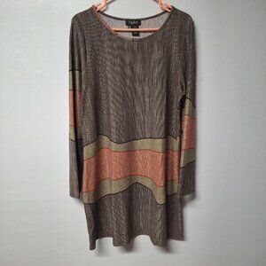 Papillon Dress Long Sleeve Broen Midi Scoop Neck‎ Womens XXL Fall